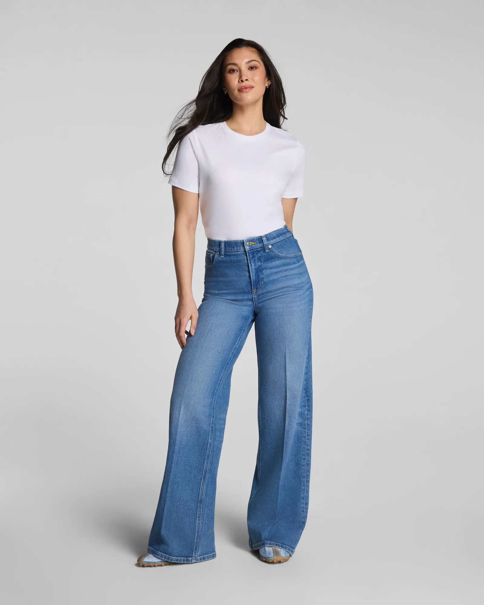 Image of Spanx Women's SPANXshape® Authentic 360 Mid-Rise Wide Leg Jeans, Elysian
