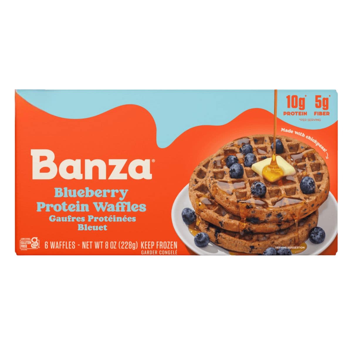 Image of Banza Gluten-Free Protein Waffles Blueberry, 228 g