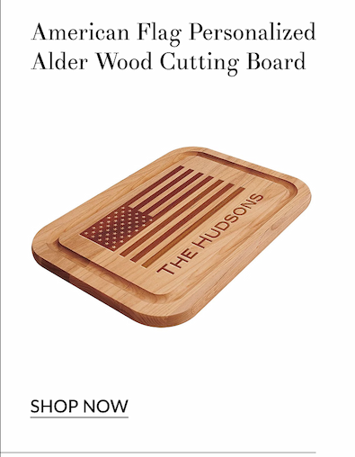 American Flag Personalized Alder Wood Cutting Board