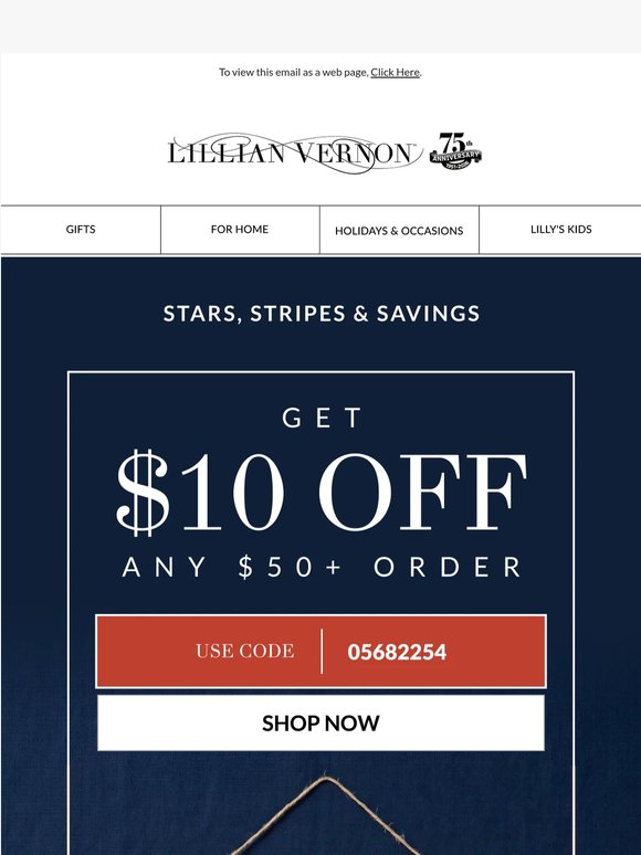 Stars, Stripes & $10 Off Your Order