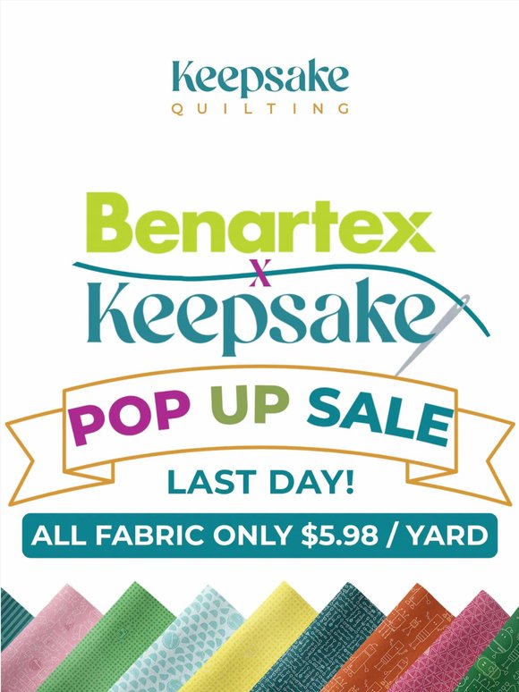 Last Day: 150+ Fabrics at $5.98/Yard + Wideback Wednesday Deals!🧵