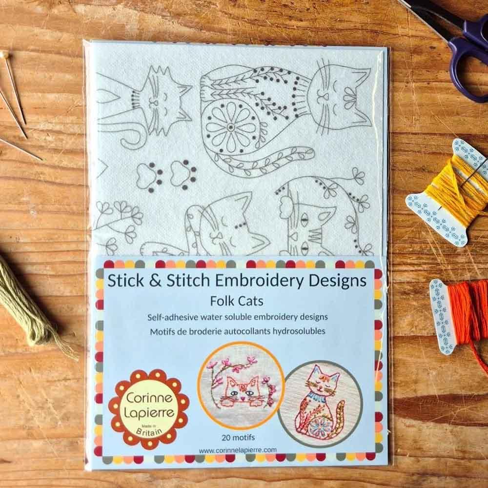 Image of Folk Cats Stick & Stitch - Corinne Lapierre