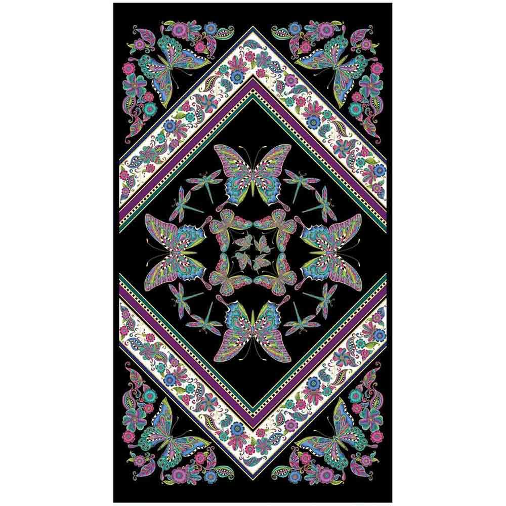 Image of Alluring Butterflies - Black Multi - Panel