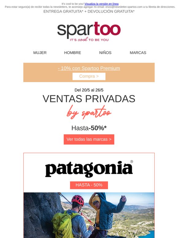 😎 ¡EN EXCLUSIVA, 7 días de PROMOCIONES! Hasta el 50% de descuento en Patagonia, Emporio Armani, Freeman T.Porter, TUK con entrega gratuita