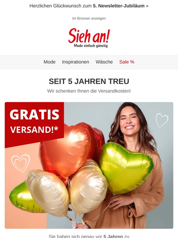 💌 Versand geschenkt - Wir feiern Ihr Newsletter-Jubiläum 💌