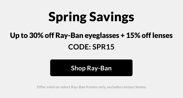 Up to 30% Off Ray-Ban eyeglasses + 15% off lenses