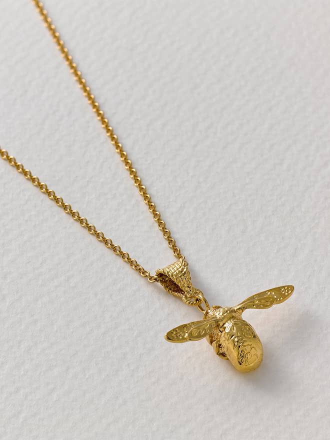 Floral Engraved Bumblebee Necklace