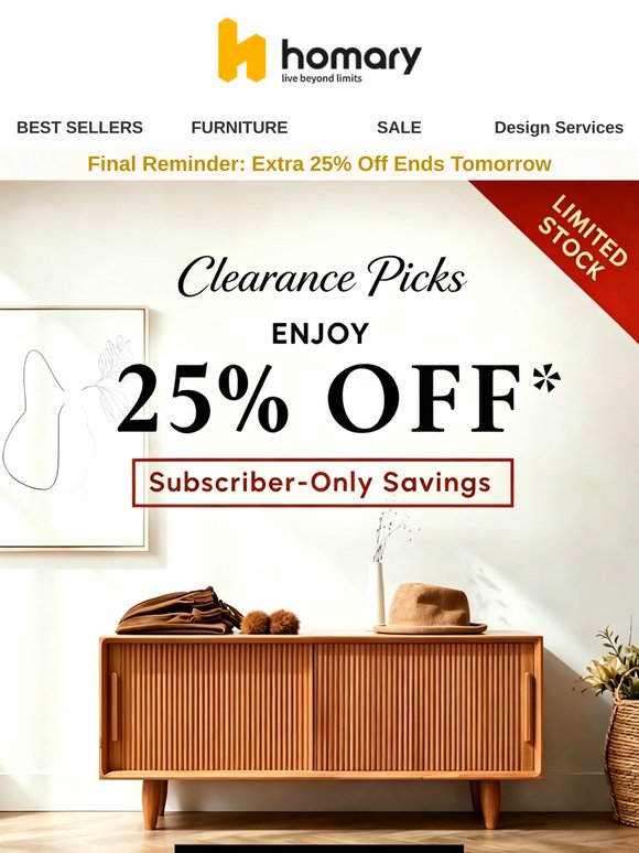 🔔Final Reminder: Extra 25% Off for Subscribers Ends Tomorrow