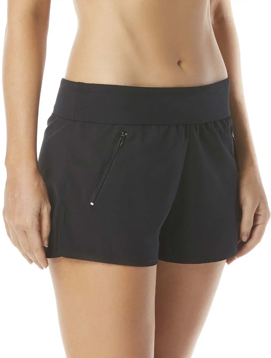 Image of Beach House April Stretch Woven Beach Short - Beach Solids