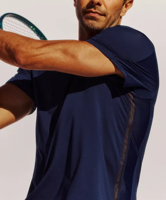 UV-Protective Mesh Panelled Tennis Shirt