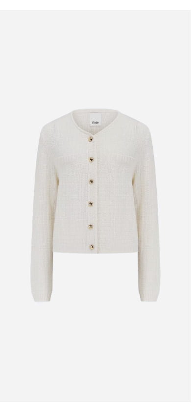 Gold Button Cardigan In White