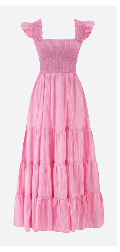 Kendall Dress In Ikat Pink Stripe