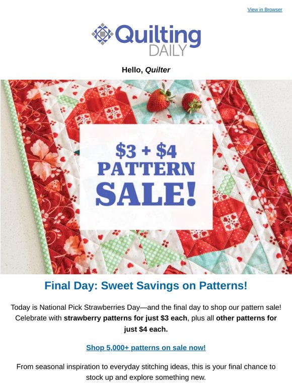 🧵 LAST DAY: $3 and $4 Pattern Sale!
