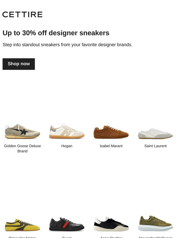 Up to 30% off designer sneakers