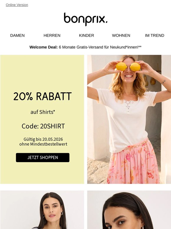 Letzte Chance: 20% Rabatt auf Shirts