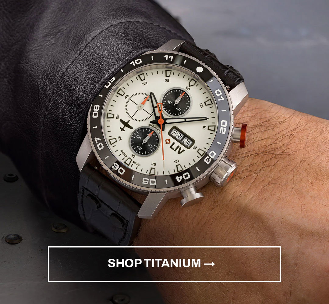 Shop the full titanium range of Swiss watches.