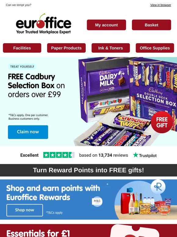 Order today for a free Cadbury Selection box 🍫
