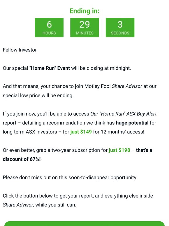 A final heads up
