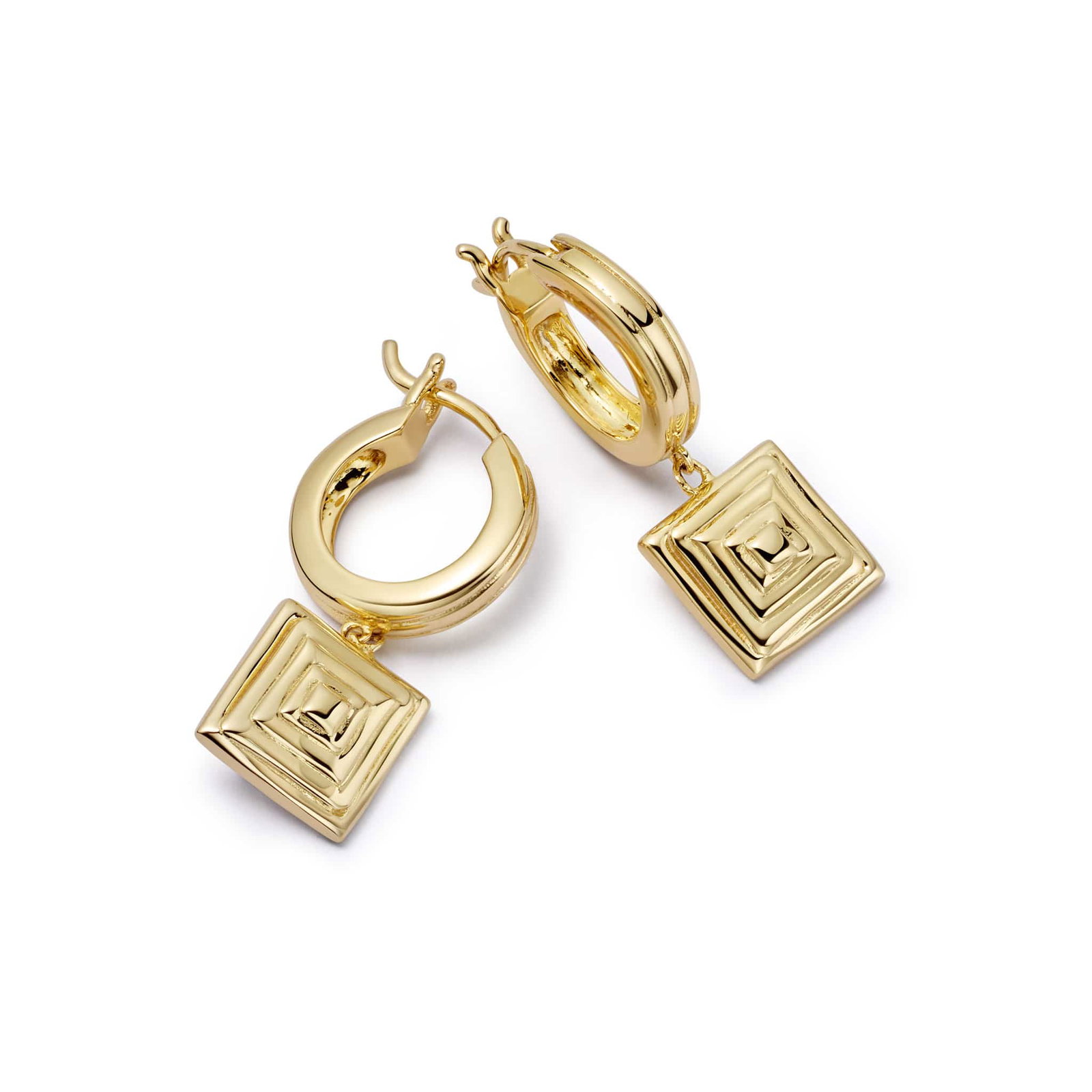 Image of Strata Square Drop Earrings 18ct Gold Plate