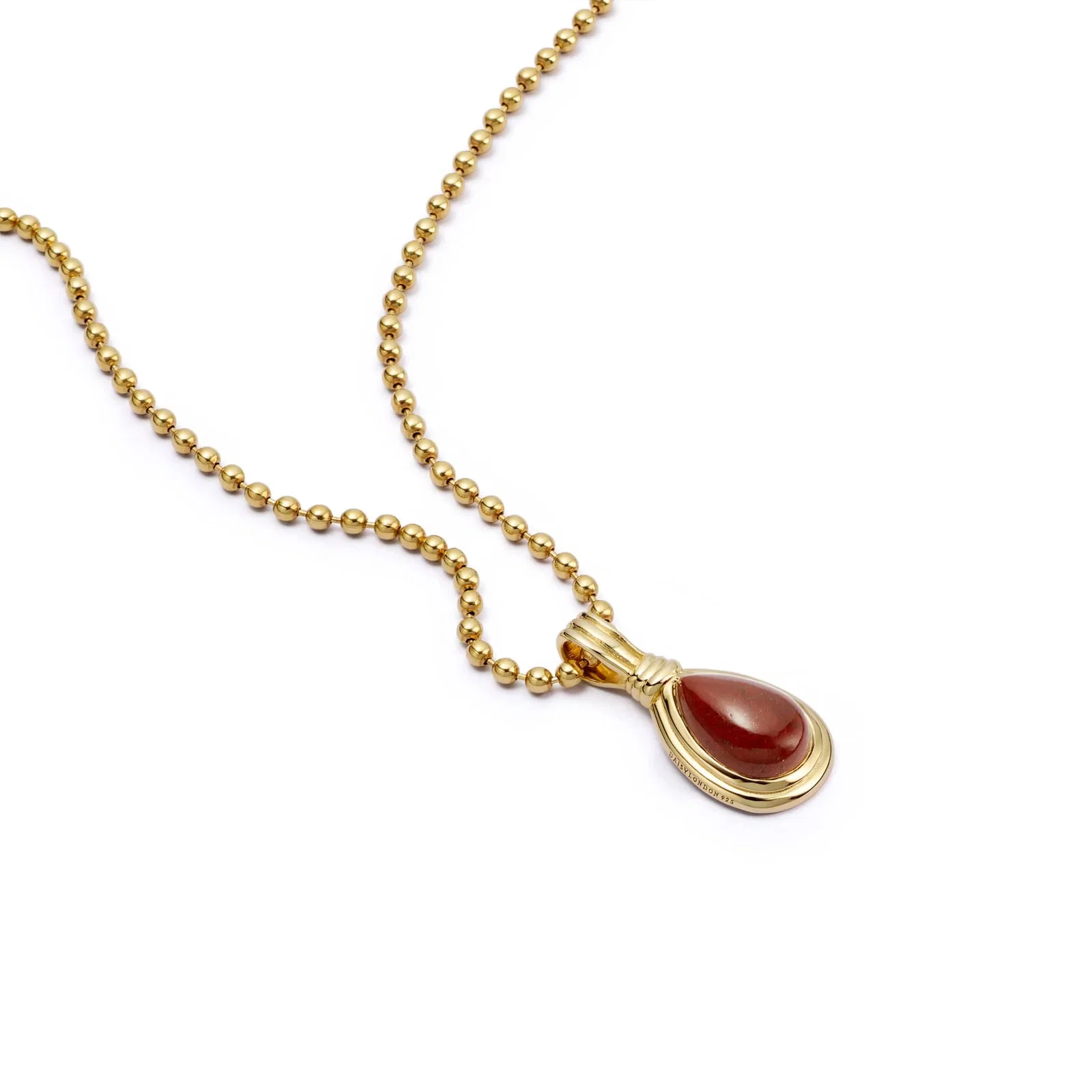 Image of Red Jasper Pear Necklace 18ct Gold Plate