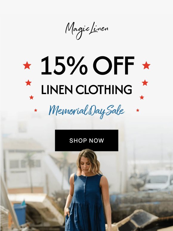 15% Off Clothing | Memorial Day Sale