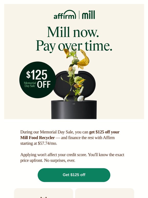 Mill now, pay later with Affirm