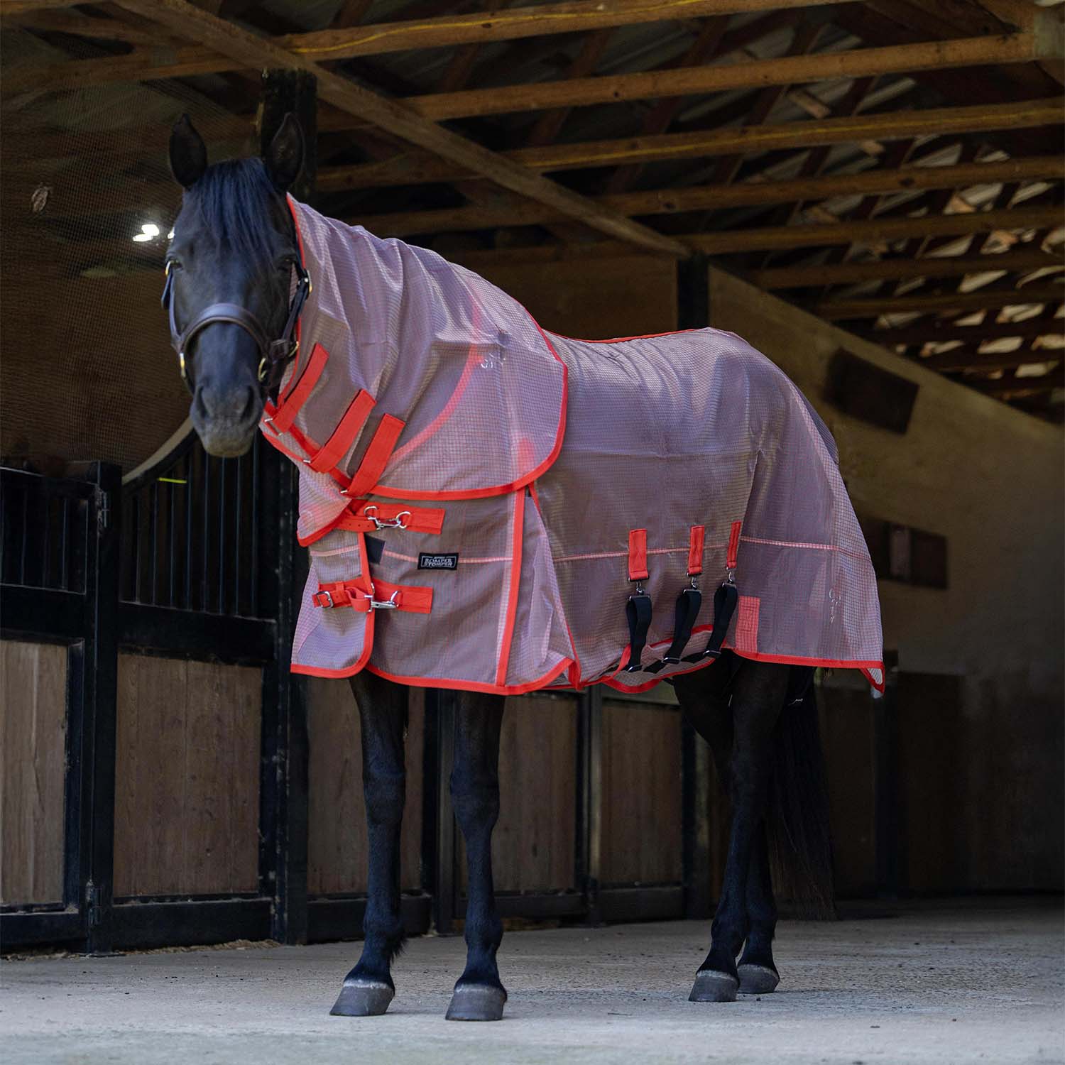 Jeffers Romper Stomper Ripstop Fly Sheet with Detachable Neck, Grey & Red