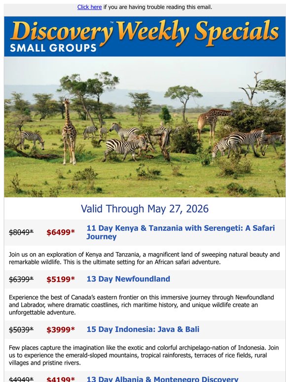 Weekly Specials | Discovery Small Groups