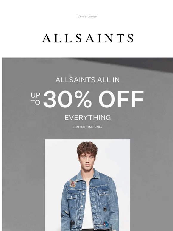 Up To 30% Off Everything – Now On