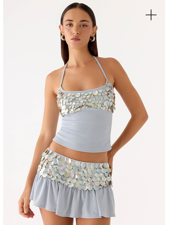 Merinda Halter Top — Misty Blue & Merinda Skort — Misty Blue
