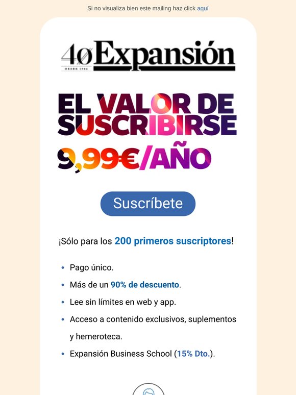 Suscríbete 9,99€/año. Aniversario 40 años Expansión