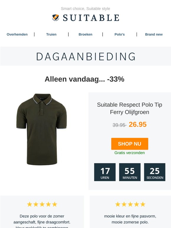 Alleen vandaag: Suitable Respect Polo Tip Ferry Olijfgroen