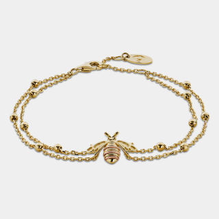Nature's Wonder 9ct Solid Gold Honey Bee Double-Chain Bracelet
