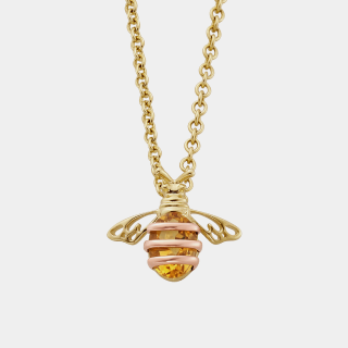Nature's Wonder 9ct Solid Gold Honey Bee Pendant with Citrine