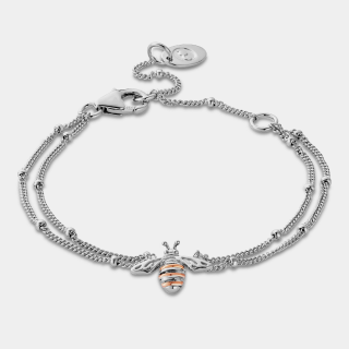 Nature's Wonder Sterling Silver Honey Bee Double-Chain Bracelet