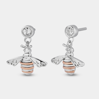 Nature's Wonder Sterling Silver Honey Bee Drop Earrings with Topaz