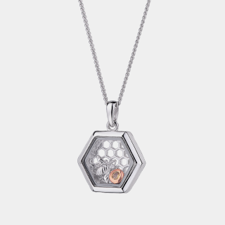 Nature's Wonder Sterling Silver Honey Bee Inner Charm Pendant with Citrine