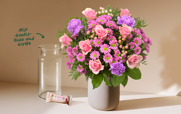 Zarter Blumenstrauß Freude in 3 Größen mit 2 Gratis-Geschenken ab 26,99 €
