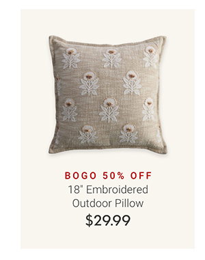 18" Embroidered Outdoor Pillow