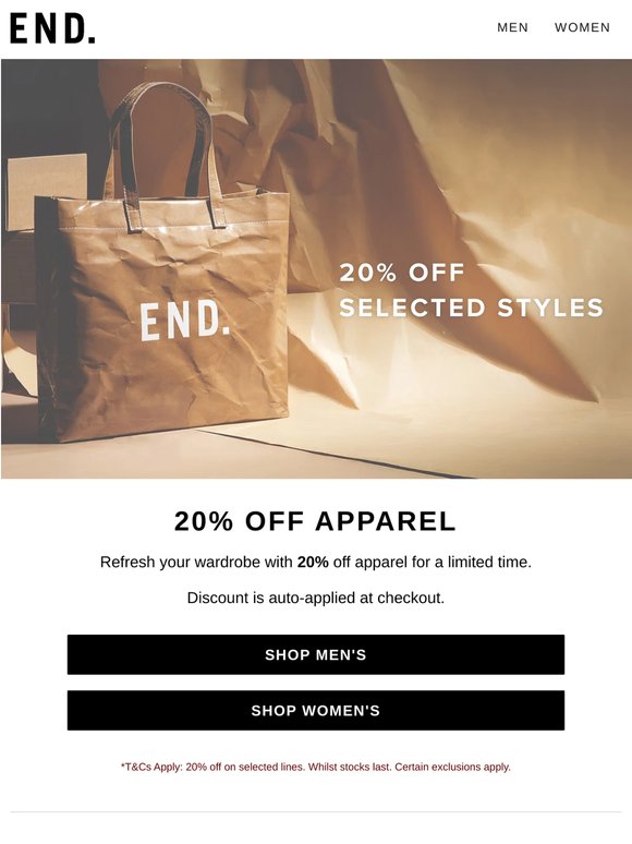 20% off Carhartt WIP, TTT MSW, Marine Serre & more