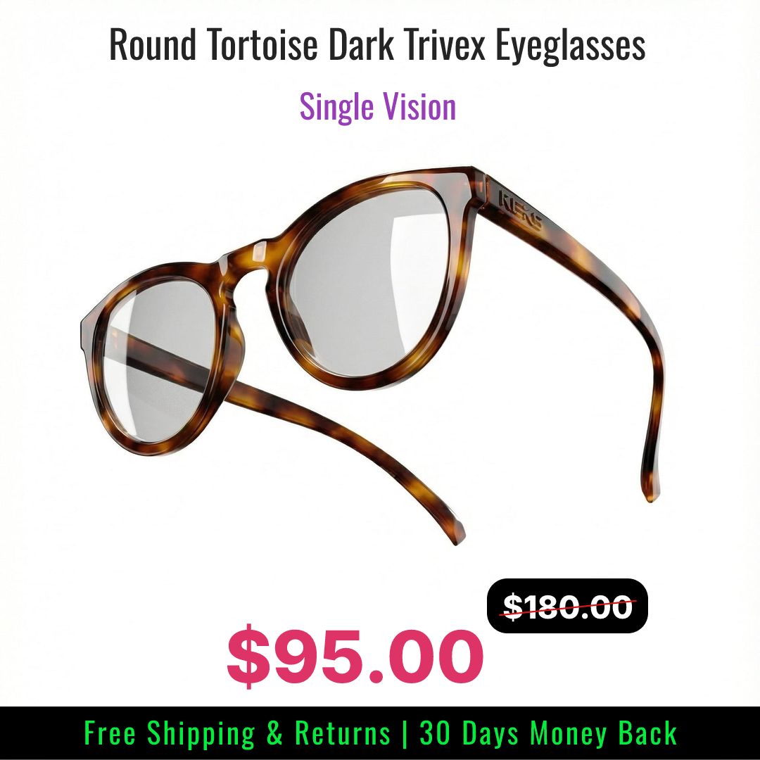 Round Tortoise Dark Eyeglasses