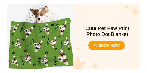 Cute Pet Paw Print Photo Dot Blanket