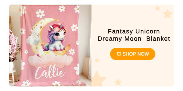Fantasy Unicorn Dreamy Moon  Blanket