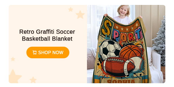 Retro Graffiti Soccer Basketball Blanket