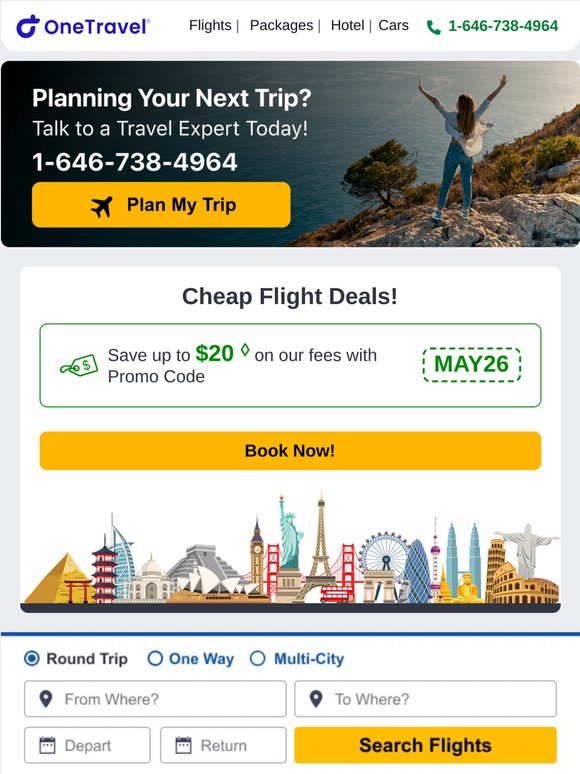 ✈️ Cheap Flight Deals! Save up to $20 on Our Fees!