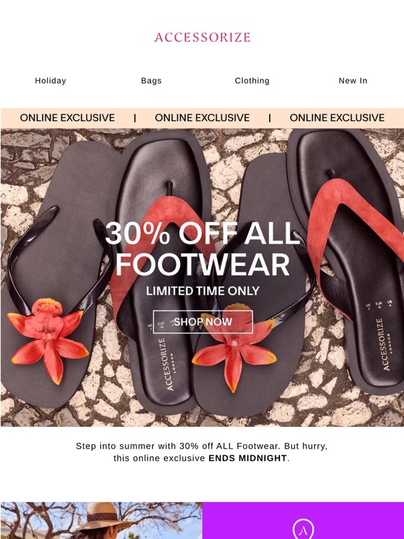 FLASH SALE: 30% off ALL Footwear