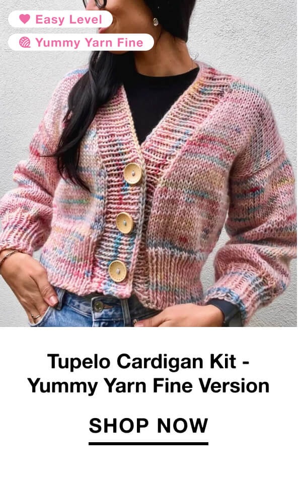 Tupelo Cardigan Kit - Yummy Yarn Fine Version
