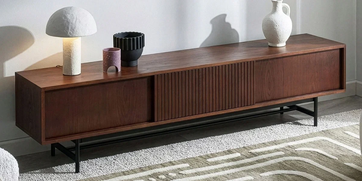 Walnut Gannon Retro Lowline TV Unit