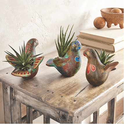 Painted Desert Clay Bird Planters