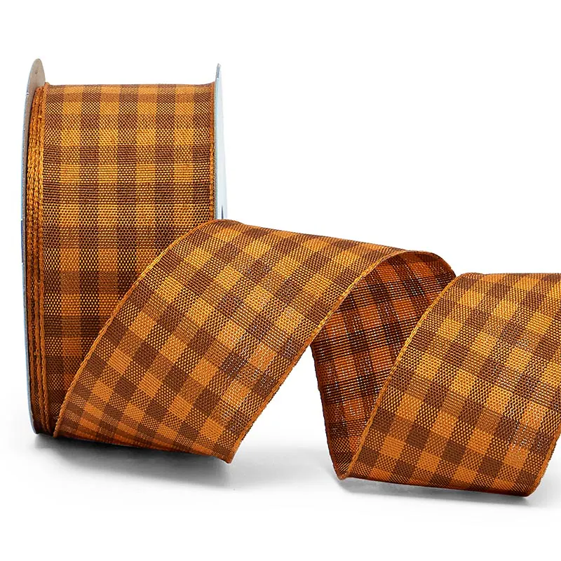 1-1/2 in X 10 yd<br>Burnt Orange Gingham Ribbon